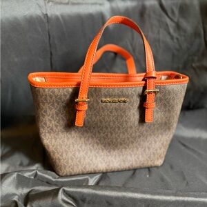 Michael Kors Orange Trim Brown Tote